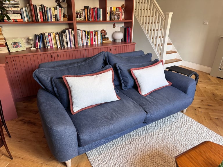 LOAF 3-seater sofa in navy blue linen