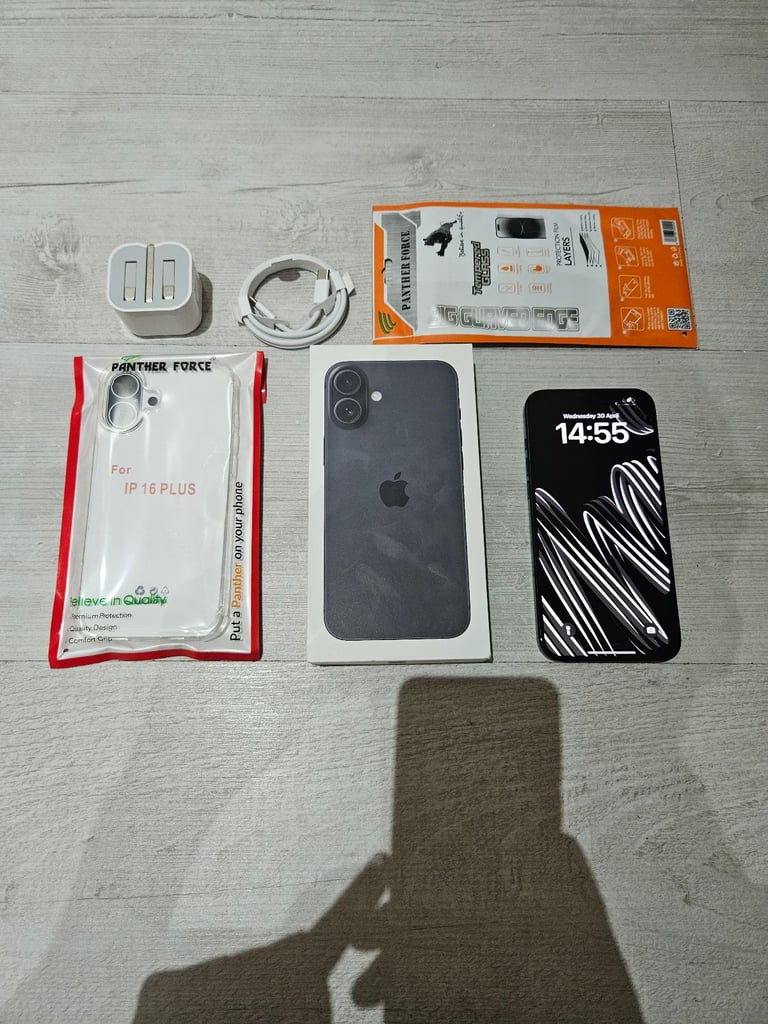 image for Iphone 16 Plus 5G Bundle 128GB 94% Batt Unlocked 128GB Black Warranty I Phone