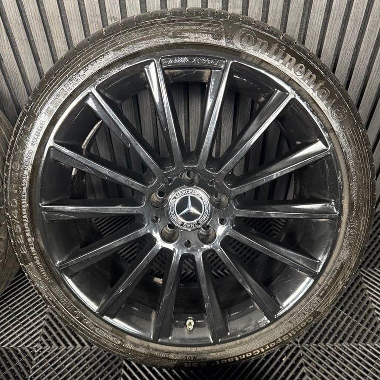 19" GENUINE MERCEDES AMG C CLASS W205 BLACK TURBINE ALLOY WHEELS TYRES ALLOYS