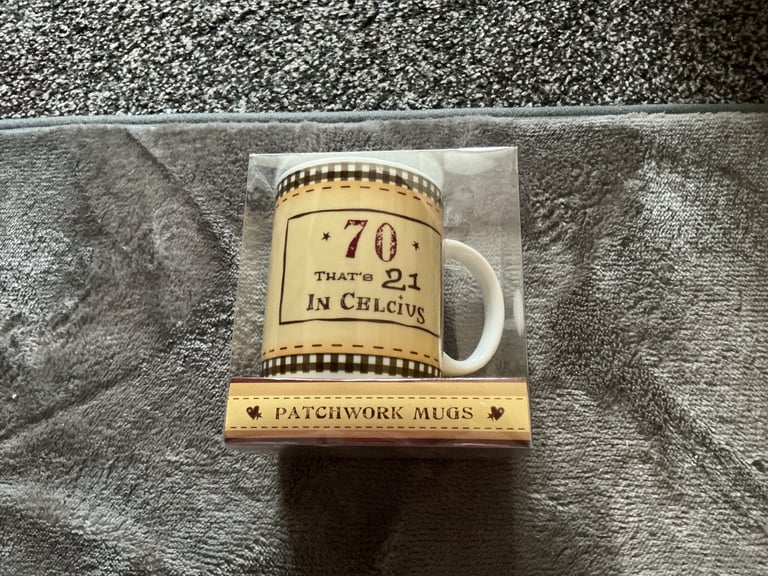 image for Patchwork Mug. 70th birthday. 