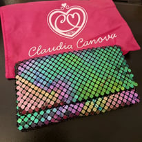 Claudia Canova Oil Slick Petrol Metal Sequin Bag NWOT ~ £20