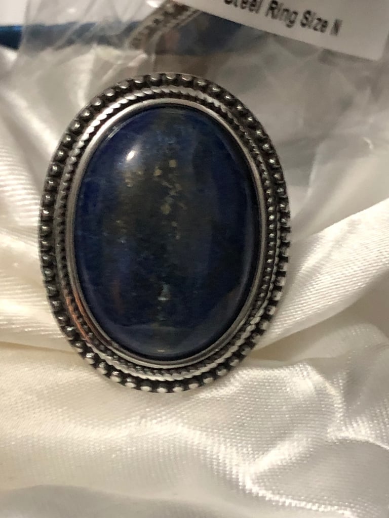 image for SET OF 2 Lapis Lazuli Oval Cut Lapis Lazuli Oval Shape Ring 50.00 Ct Size N NEW 