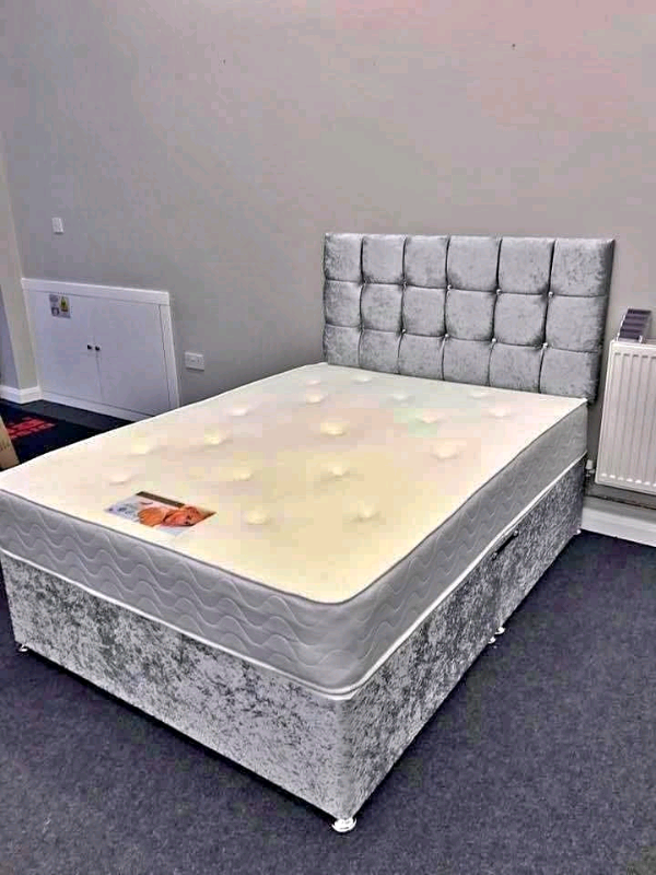 💓💞Excellent quality divan bed with base headboard and mattress for s