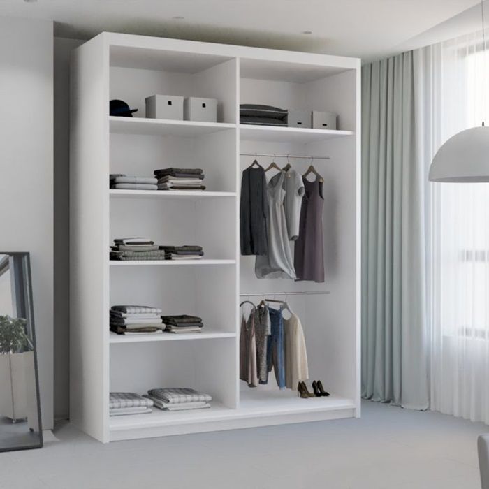 Brand New - Nicole Mirror Sliding Door Wardrobe White - SAME/NEXT DAY DELIVERY