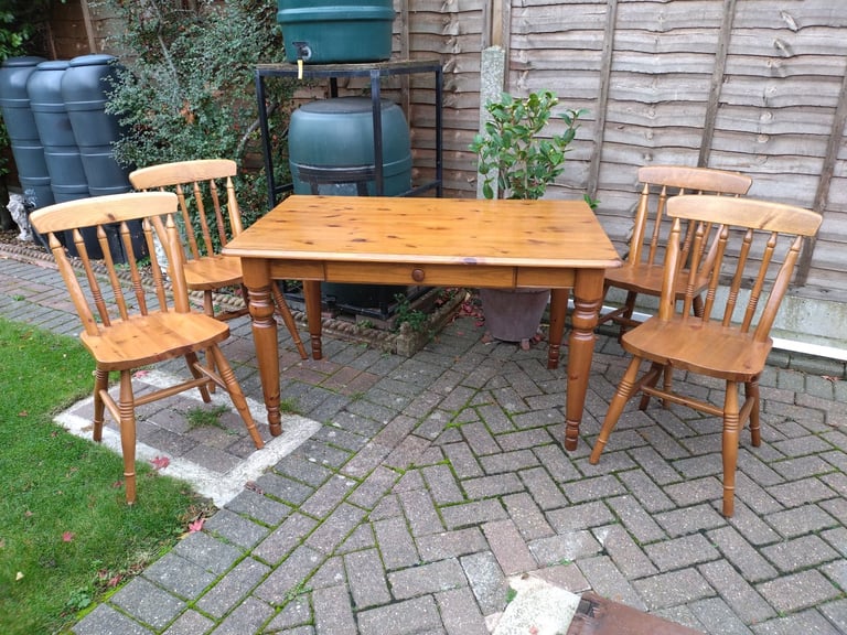 image for Pine Farmhouse table & 4 chairs