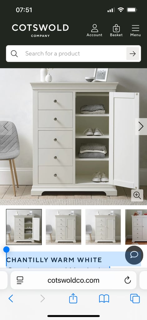 Cotswold CHANTILLY WARM WHITE Combination Wardrobe
