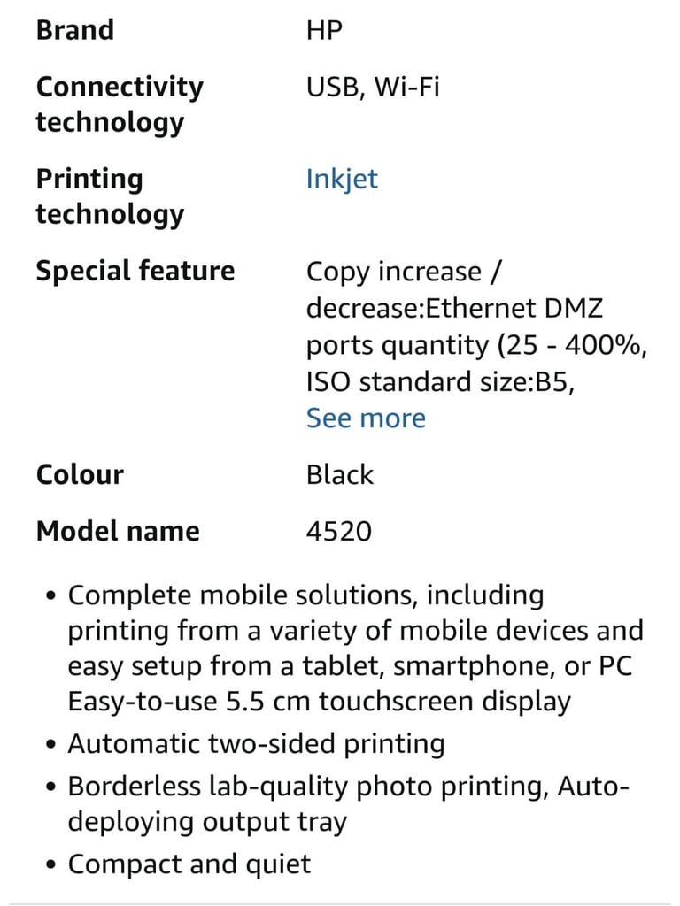HP Envy 4520 All-in-One Wireless Printer/Scanner/Copier/Photos 