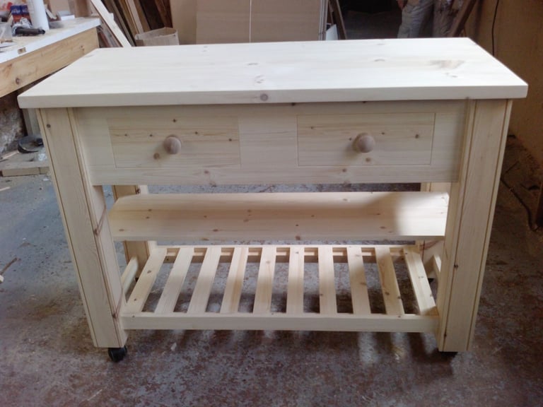 HANDMADE SOLID PINE KITCHEN ISLAND/TROLLEY