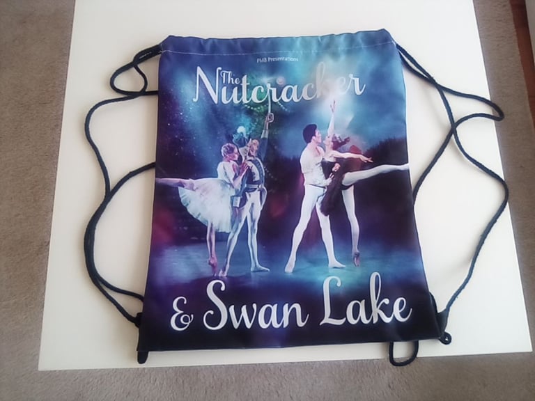 Brand new unused 'The Nutcracker & Swan Lake' ballet gym, sports drawstring bag.