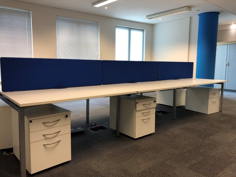 Furnished office sets furniture desk computer pod bank table chair drawers job lot bundle