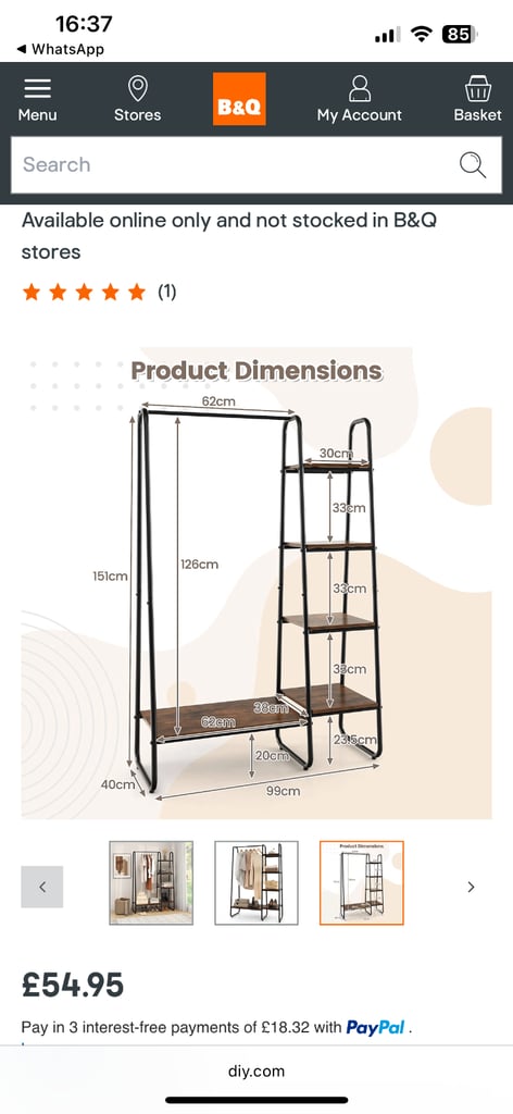 Strong and sturdy clothes rail with 4 shelves 