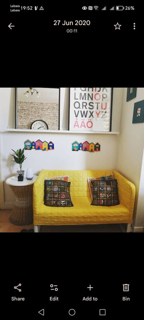 image for Ikea knopparp yellow 2 seat sofa 