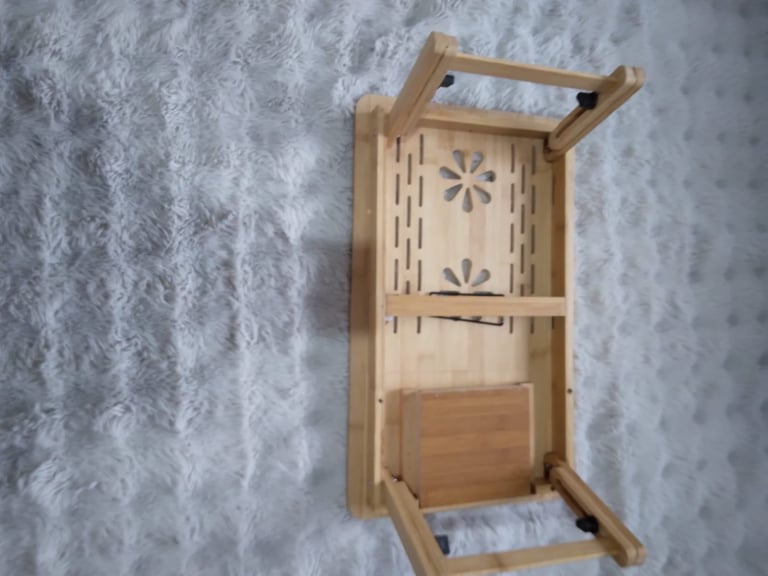 Bamboo Lapdesk Foldable Laptop Stand Bed Table Serving Breakfast Adjustable Tray