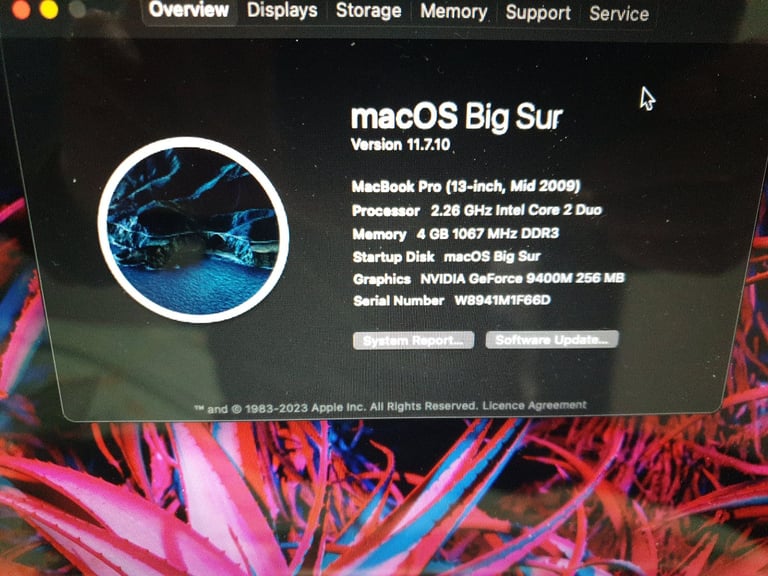 APPLE MACBOOK PRO A1278 13inch LAPTOP WITH CHARGER 2.26GHZ C2D, 4GB DDR3 128GB SSD RUNNING BIG SUR.