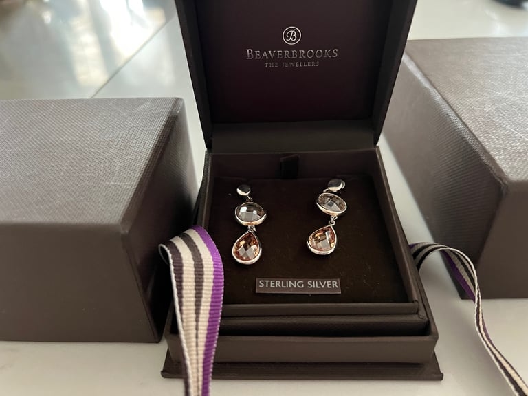 Silver jewellery earrings and necklace set