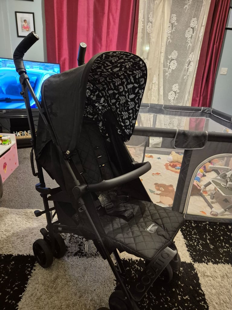 Cosatto Supa 3 Stroller Buggy - Silhouette Black Quilt - FROM BIRTH - Full Set