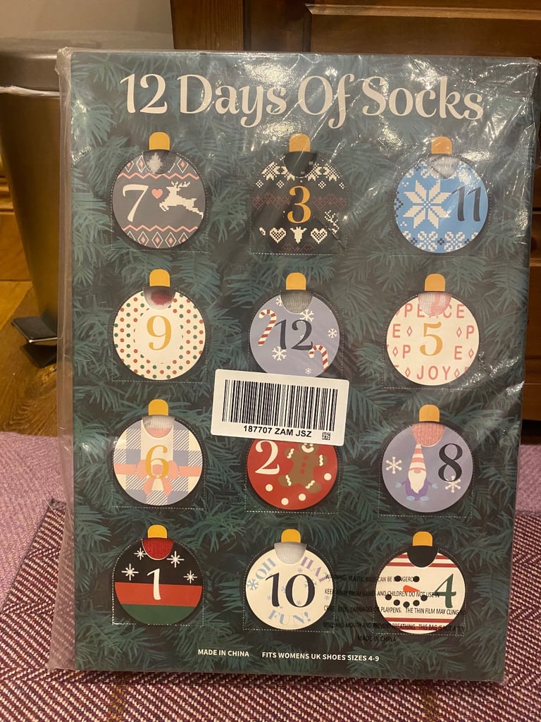 image for 12 Days of Ladies Socks Advent Calendar, New
