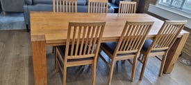 image for 220cm x 100 cm Oak dining table (from Selfridges) and 6 x oak chairs (from heals)