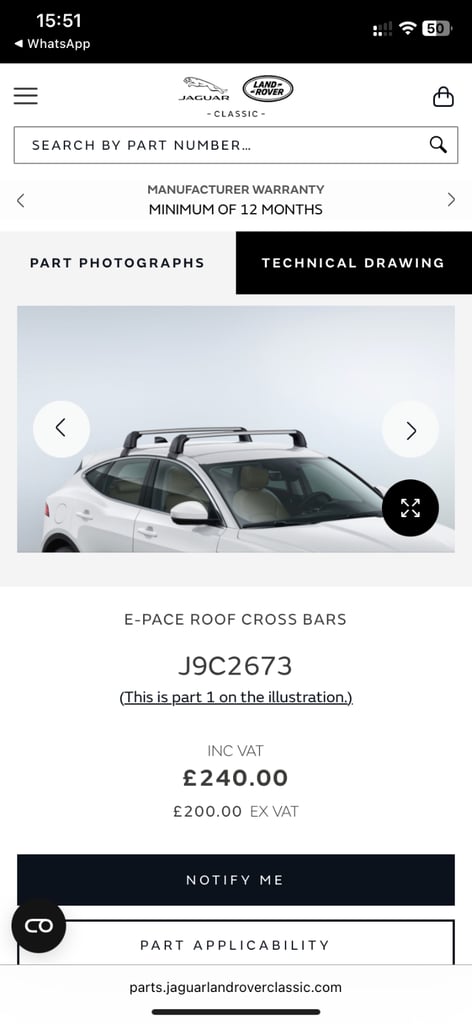 image for Jaguar EPace roof crossbar with 4 Thule bike rack 