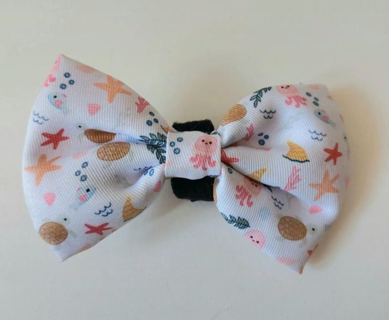 Dog white & multi-coloured Bow tie. Pet accessories for dogs collar or harness.