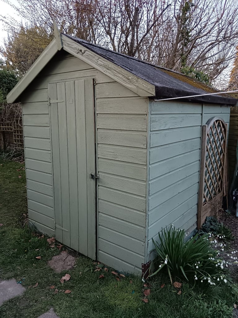image for Garden Shed Wood Pitched Roof Single Door Needs TLC Dismantled Ready For Collection Allotment
