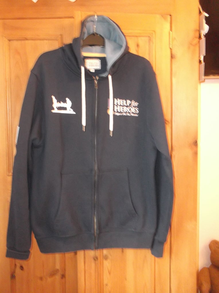 image for Men's Help for Heros Navy Zip up Hoodie Size Med about 40-42 inch chest