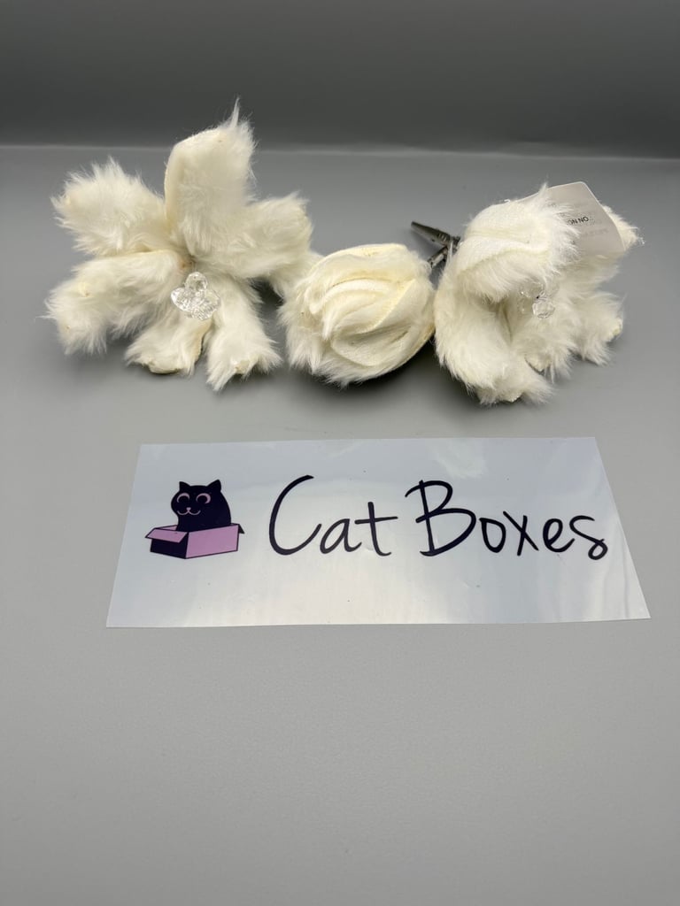 Set of 3 Faux Fur Poinsettia Christmas Tree Clips - White