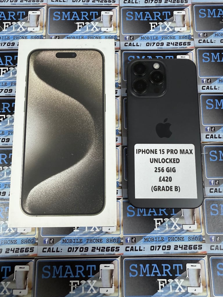 IPHONE 15 PRO MAX (UNLOCKED) (256 GIG) (BLACK TITANIUM) (WARRANTY)