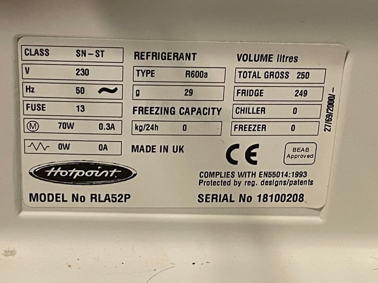 Hotpoint RLA52P Fridge in good working condition.