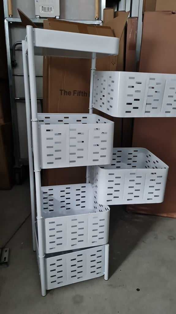 Brand New Kitchen Rotating Storage Trolley Cart Utility Vegetable Mobile Shelf Rack(white)