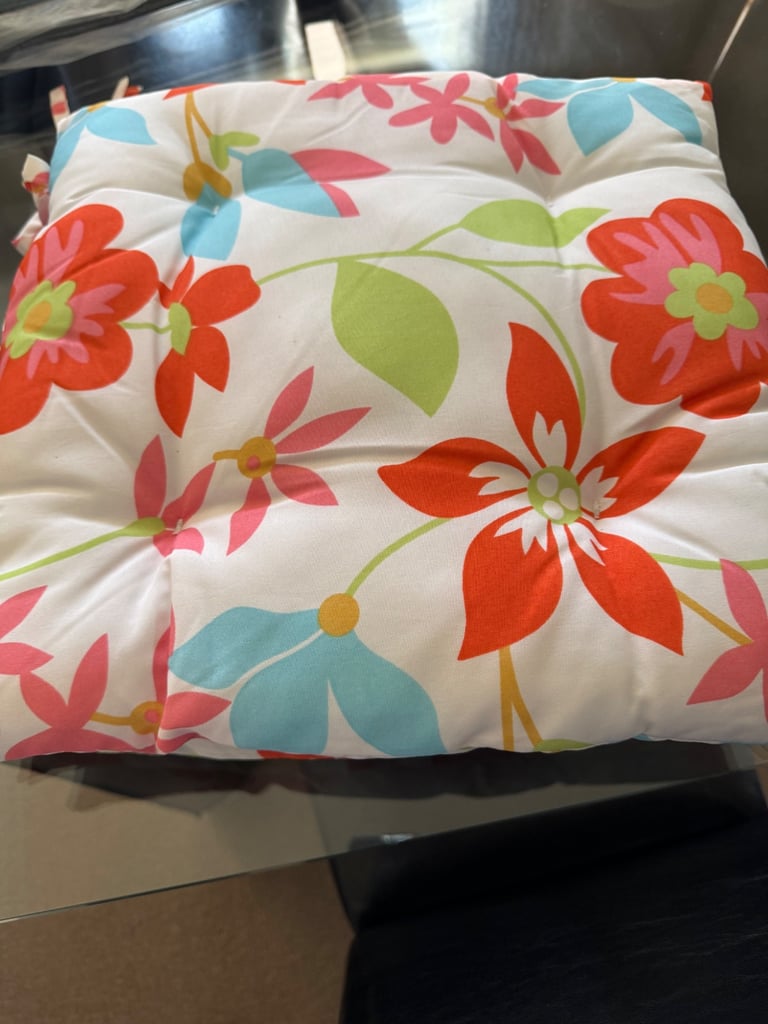 Indoor/outdoor seat cushions with ties .