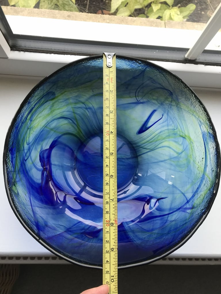 Blue & Green swirl glass bowl