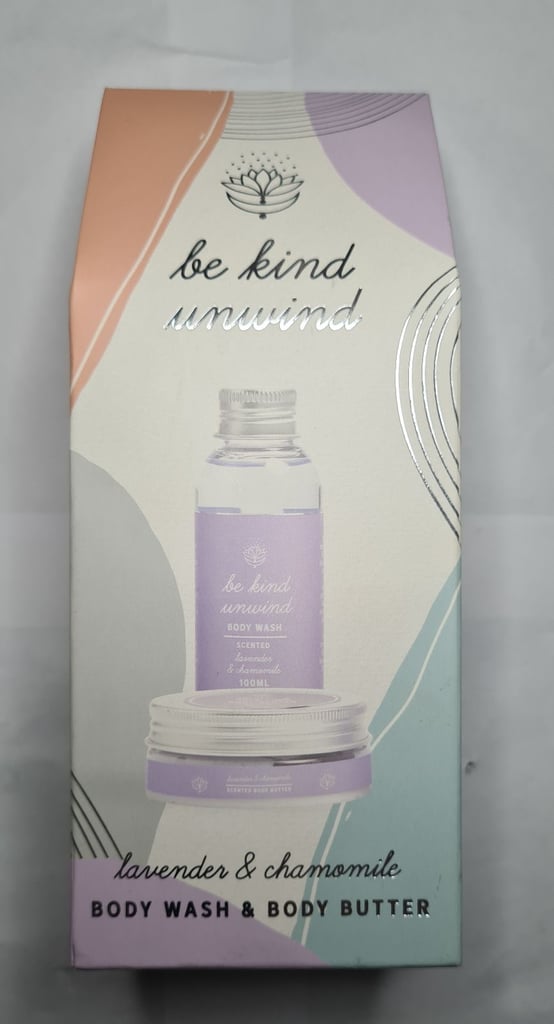BE KIND UNWIND LAVENDER & CHAMOMILE BODY WASH & BODY BUTTER *NEW AND BOXED*