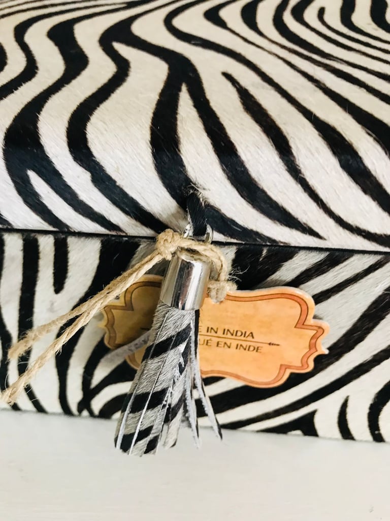 NEW ZEBRA PRINT COWSKIN LEATHER JEWELLERY STORAGE BOX