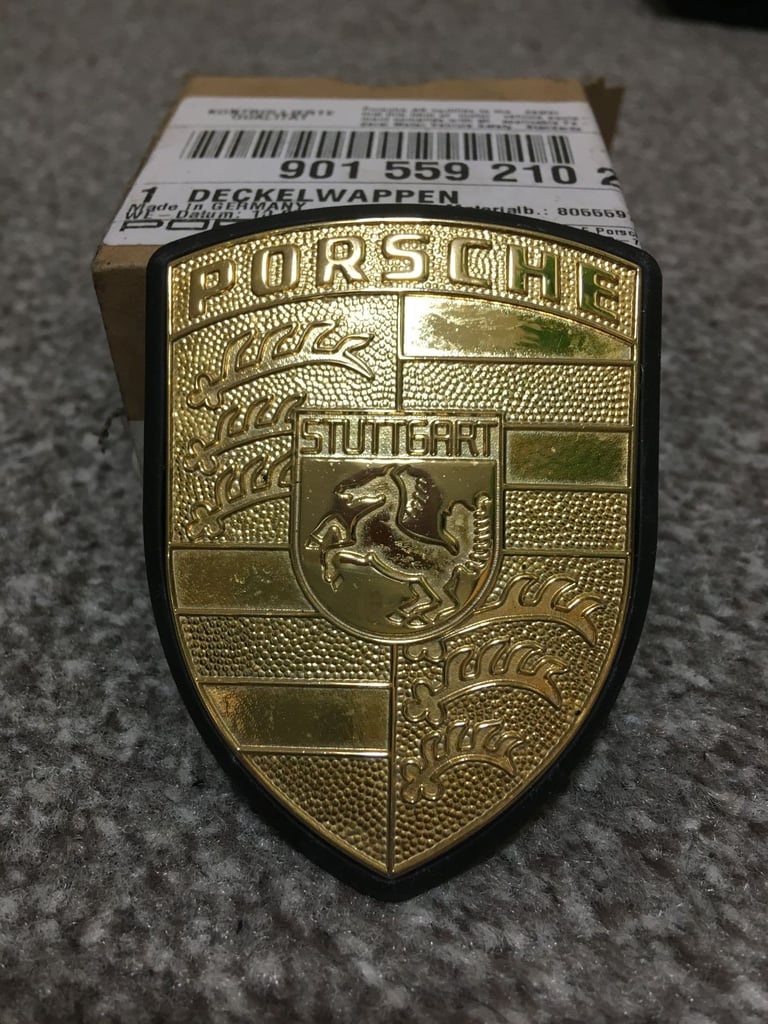 Porsche Gold Lid Emblem Bonnet Badge