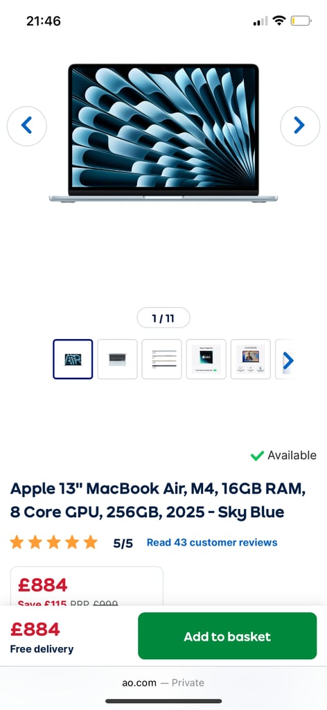 image for macbook air 13 inch M4,2025 16gb ram 256gb Black 
