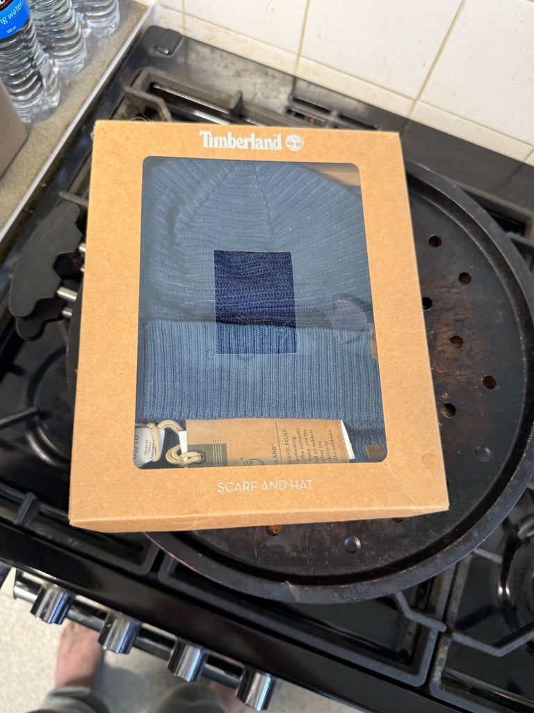 image for Timberland Blue Scarf and hat set Brand Ne with Tags £45