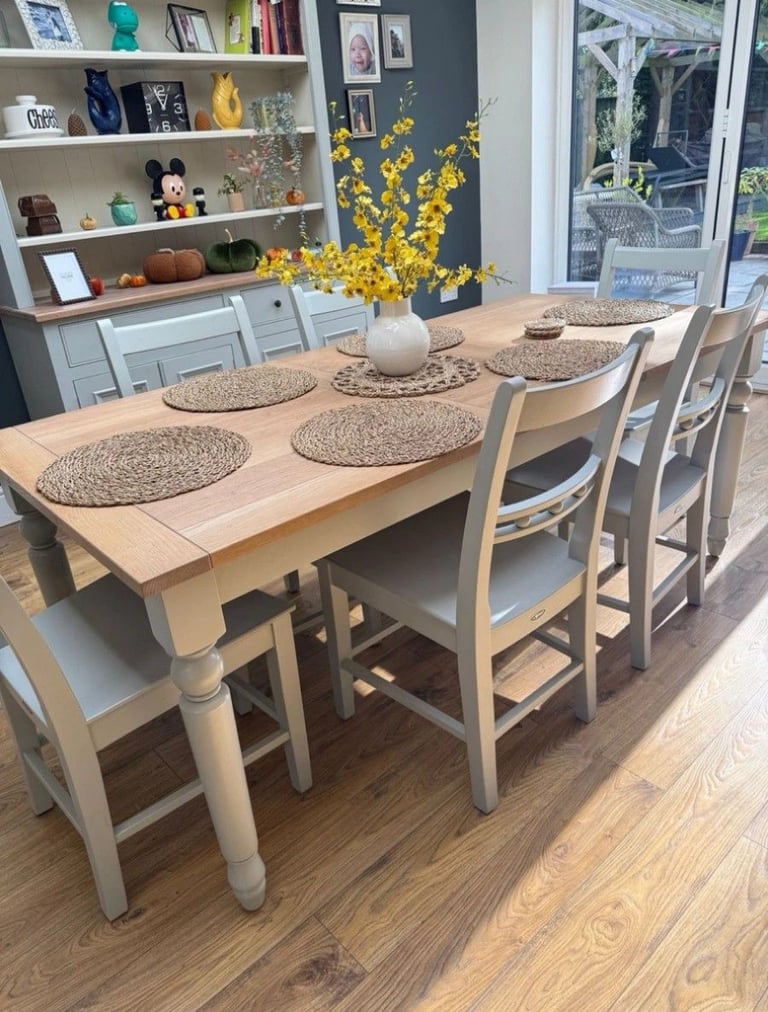 NEPTUNE 'Suffolk' Extendable Solid Oak Dining Table & 6 Dining Chairs (150cm-230cm Length) 