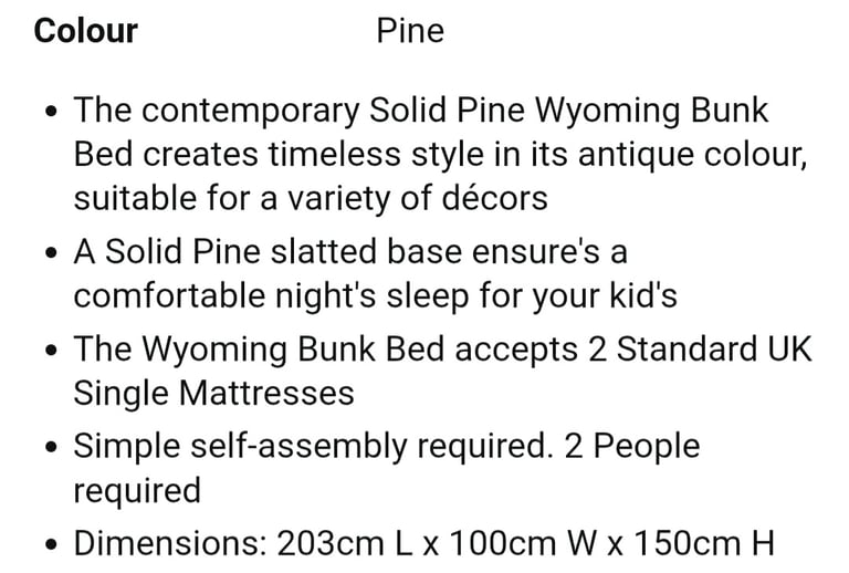 Solid Pinewood Single Bunk beds with Mattresses 