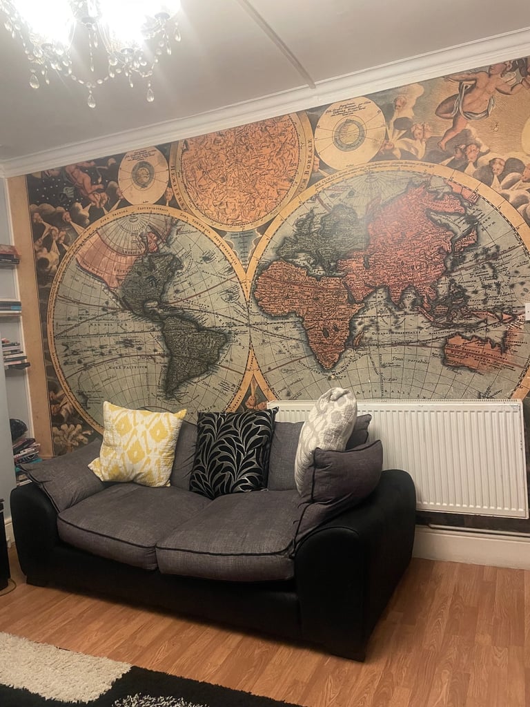 image for Comfy 2 seater sofa soft grey and leather fabric with cushions  
