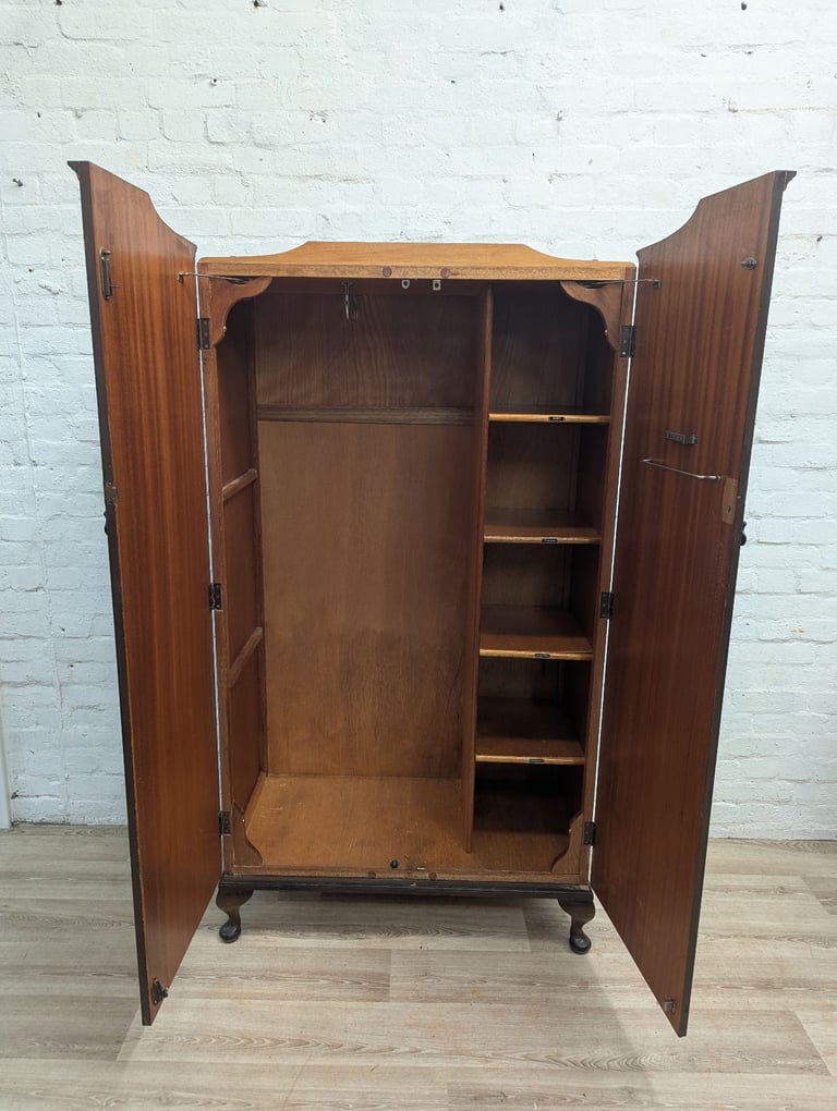 Queen Anne style mahogany double wardrobe (DELIVERY AVAILABLE)