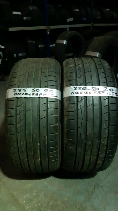 matching pair 285 50 20 accellera tyres 7mm tread £120 pair fitd n bal opn 7 dys