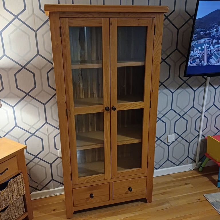 image for Solid oak display cabinet 