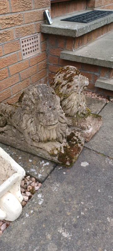 Antique stone lions. 