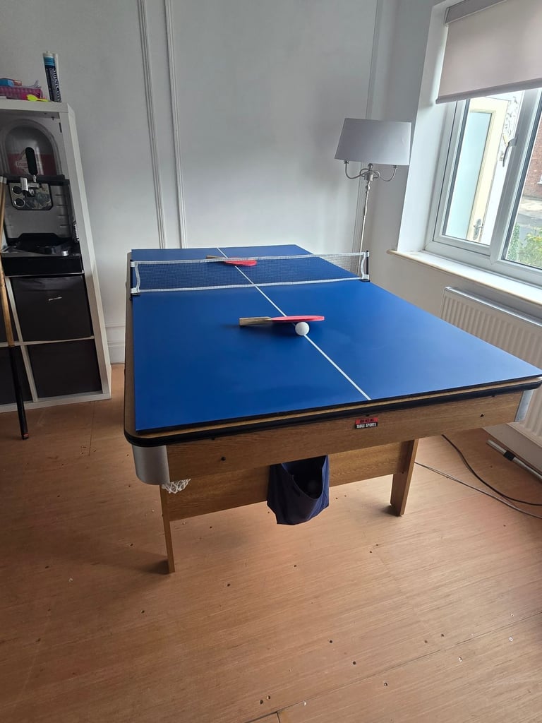 Fold up pool table, table tennis and darts