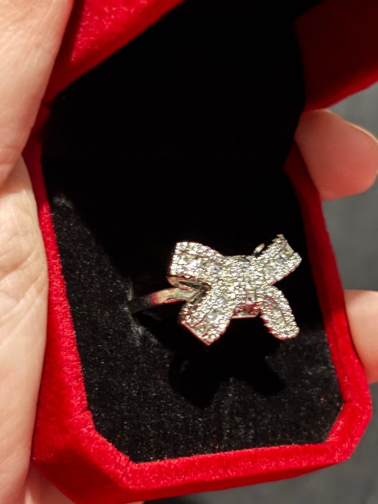 image for Sterling Silver CZ Bow Ring Size P