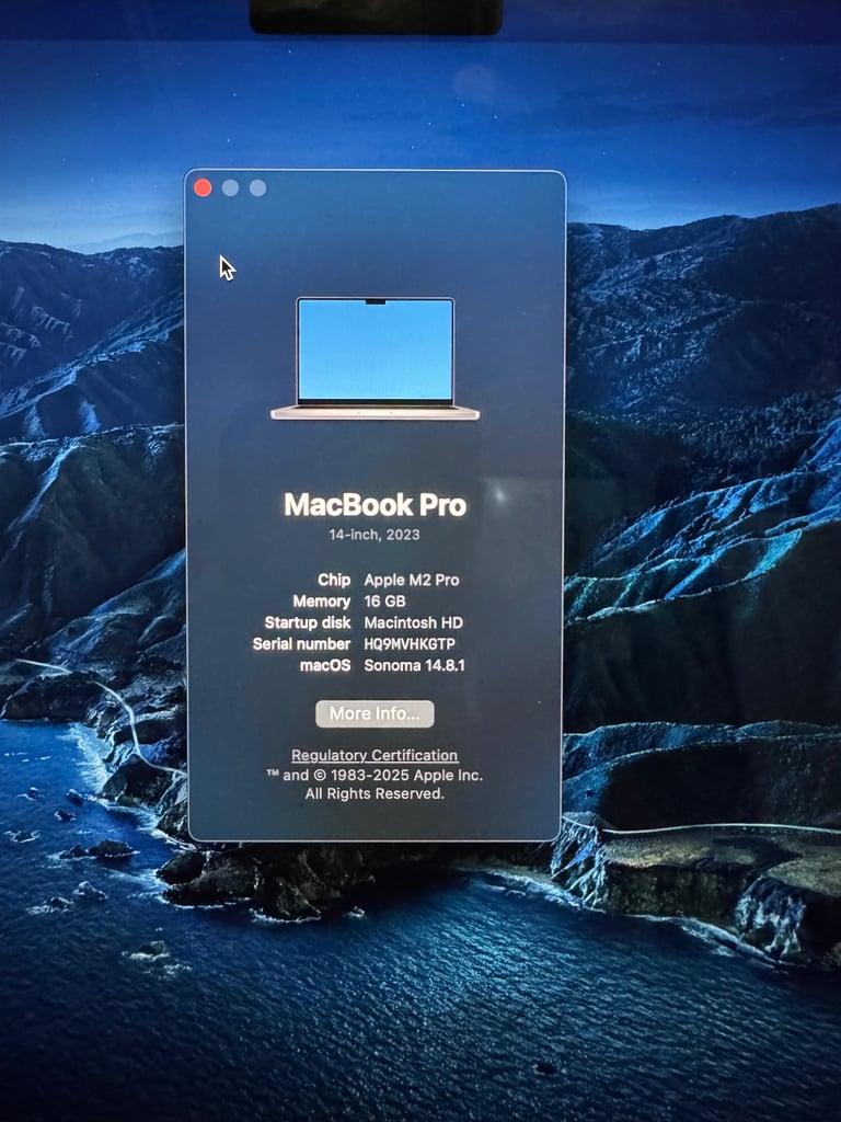 MacBook M2 pro 14inch 16gb 512gb ssd 