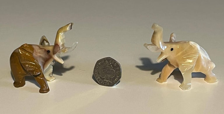 image for Pair of Oynx  / Marble Elephants