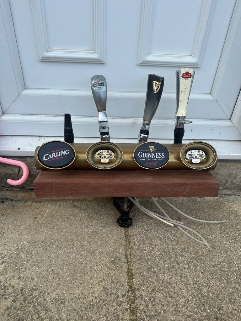 image for Brass and wood beer pump/taps