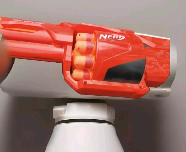 NERF Mega Rotofury Pump Action Revolver Gun & Bullets fully working